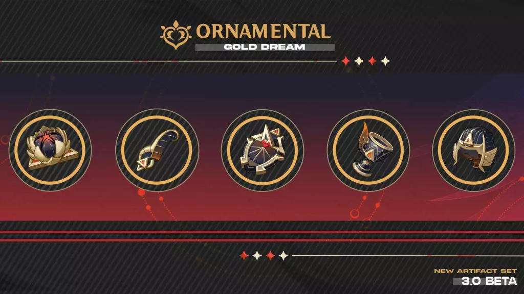 genshin impact leaks artifact sets ornamental gold dream elemental mastery stats