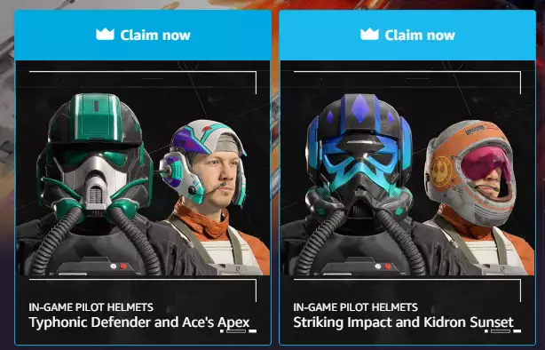 Star Wars Squadrons Prime Gaming loot Pilot Helmets