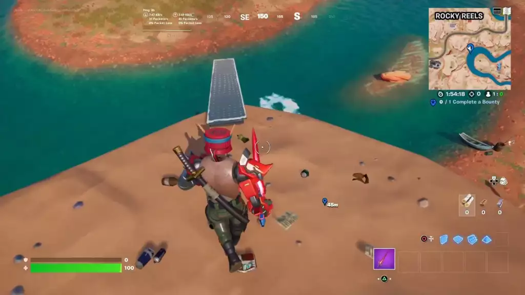 Jumping off a diving board in Fortnite. 