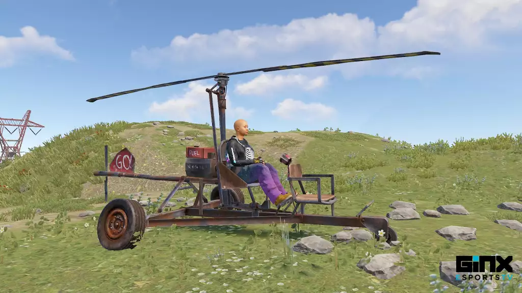 Rust player sitting on the Minicopter