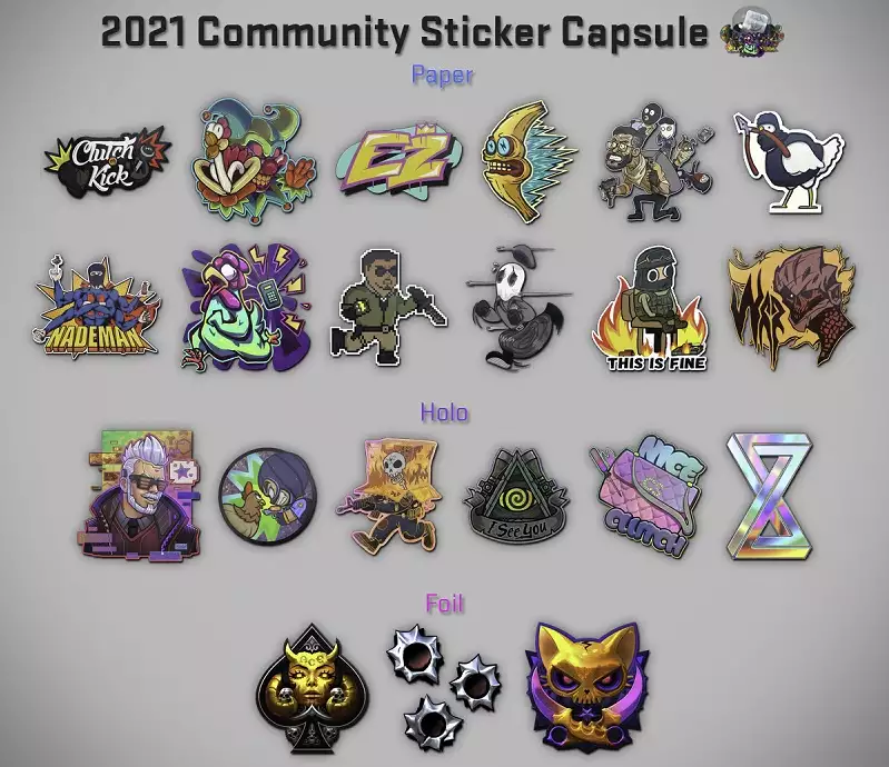 CS:GO 2021 Community Sticker Capsule all stickers price foil holo paper