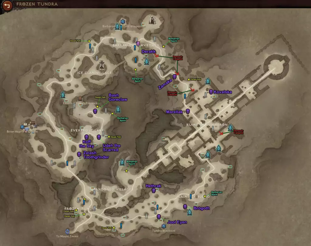Diablo Immortal Frozen Tundra map region