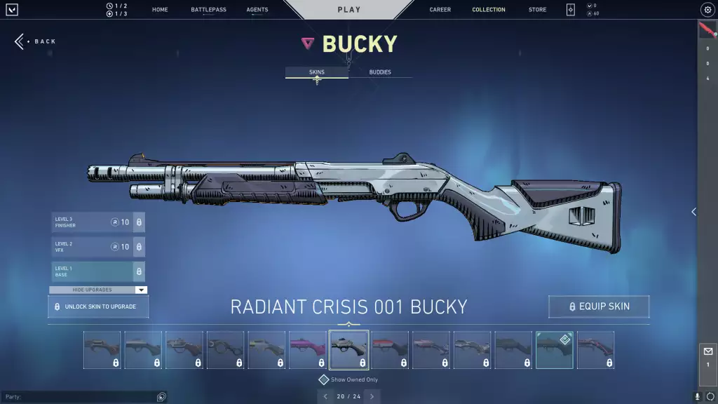 Radiante Crisis 001 Bucky skin in Run It Back 3 bundle.