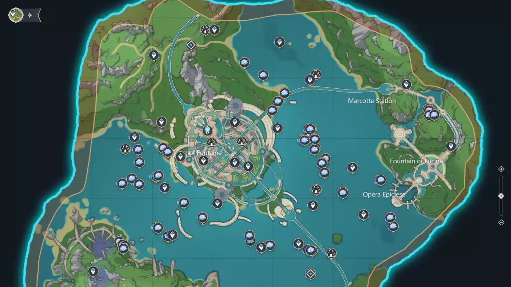 Romaritime Flower Locations in Genshin Impact. (Picture: HoYoverse)