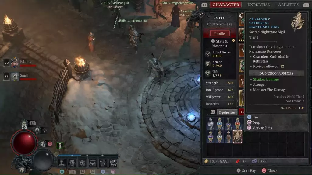 You can use Nightmare Sigils in Diablo 4 to turn dungeons into Nightmare Dungeons. 