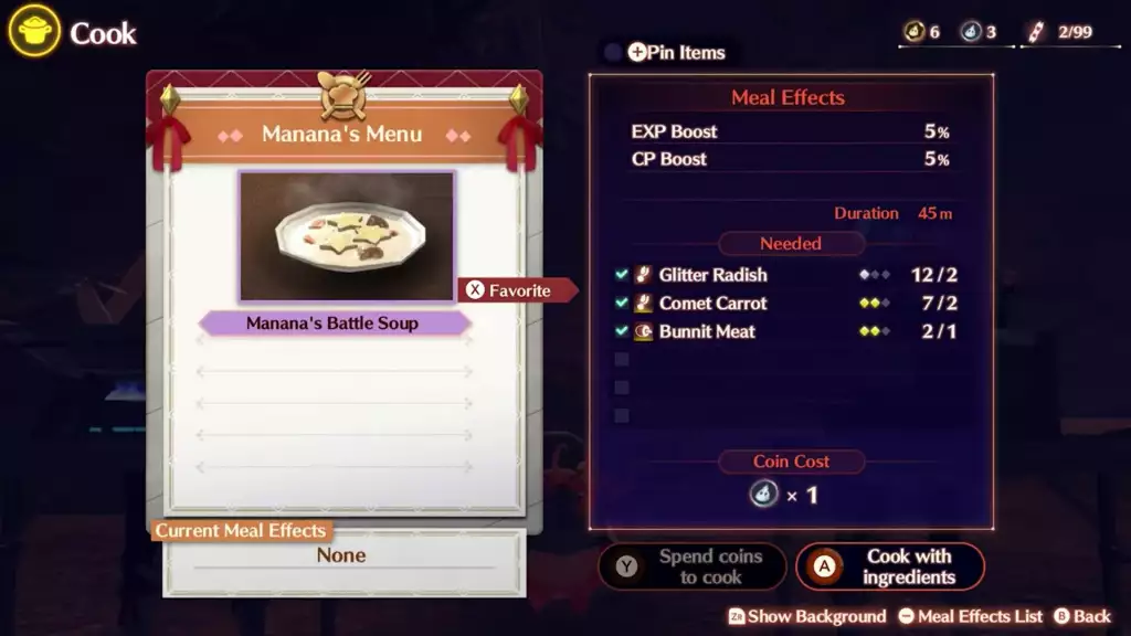 xenoblade chronicles 3 guide cooking how to unlock cooking interface ui recipe list ingredients