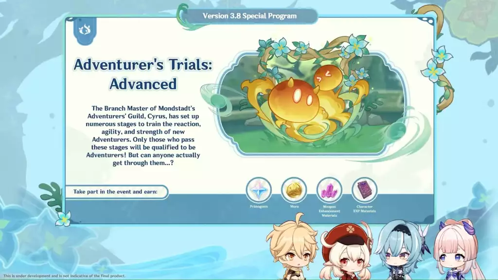 Adventurer's Trails: Advanced event in Genshin Impact 3.8 update. (Picture: HoYoverse)