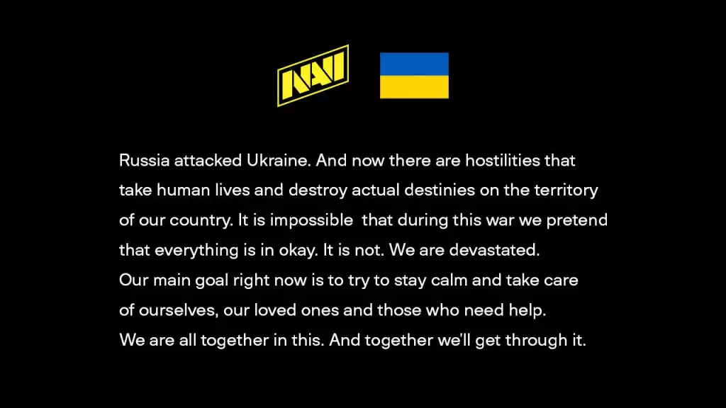 natus vincere condemns russia ukraine invasion esports
