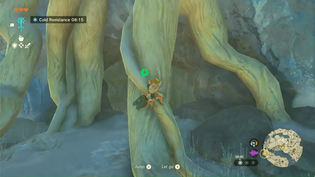 Climb the roots to go to the Gutanbac Shrine in Zelda: Tears of the Kingdom. 