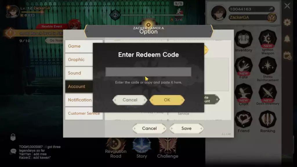 Steps to redeem Tower of God: Great Journey gift codes