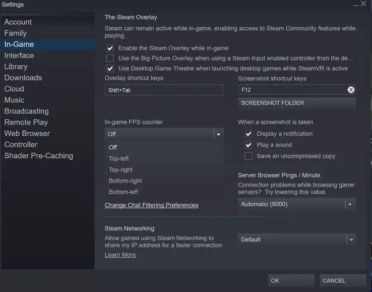 Use the Steam client to display FPS counter