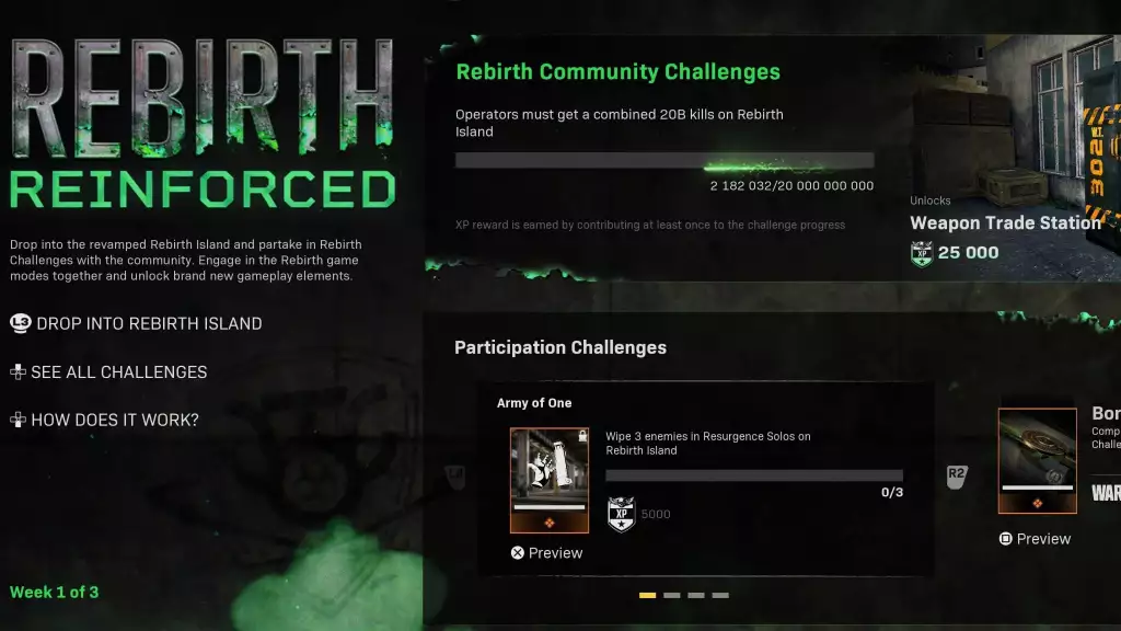 warzone rebirth reinforced event community challenges