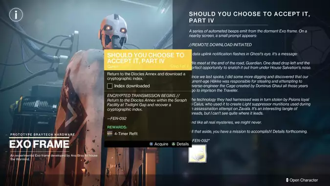 Destiny 2: How To Complete Should You Choose To Accept It Part IV Exotic Quest