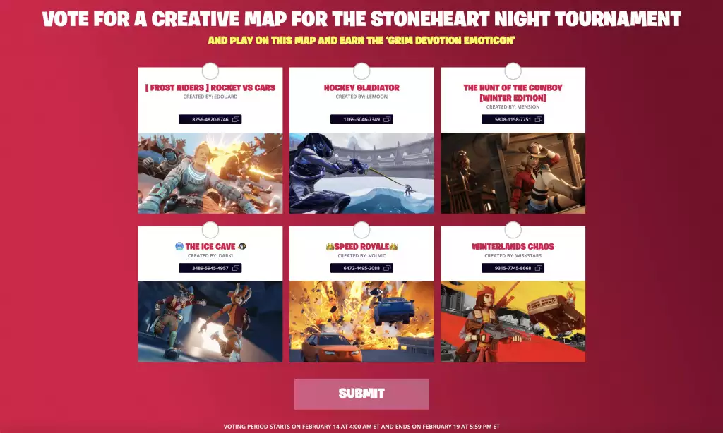 Fortnite Stoneheart Trials Creative mode maps