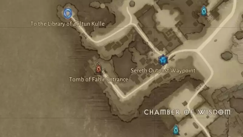 Diablo Immortal Tomb of Fahir Guide - Location, Level Required, Set Items And More location near the Sereth Outpost Waypoint