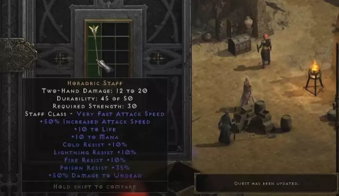 Diablo 2 resurrected horadric cube how to get recipes horadric staff quest halls of the dead location find