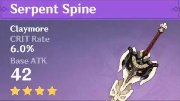 genshin impact serpent spine claymore weapon stats