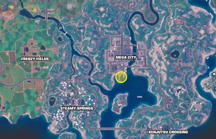 Bender location marked on the Fortnite Chapter 4 Season 3 island