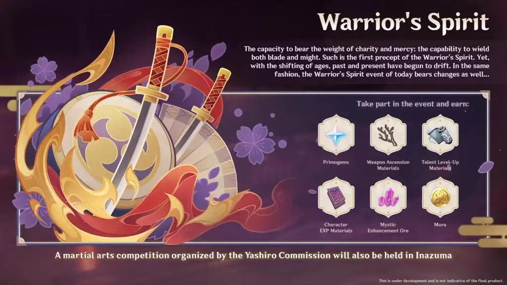 Warrior's Spirit event in Genshin Impact 3.4 update.