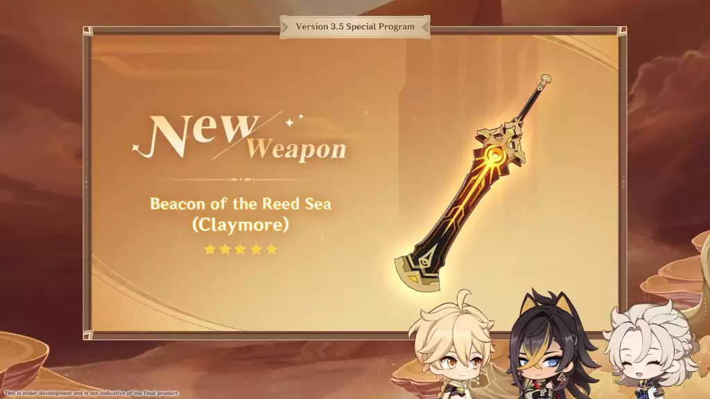 Dehya's weapon, Beacon of the Reed Sea. 