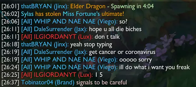 League of Legends toxic chat
