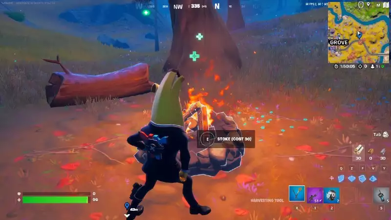 fortnite dance at a lit campfire at night challenge