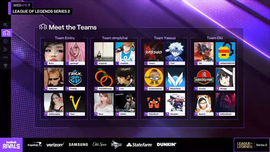 Twitch Rivals League of Legends Series 2 teams players