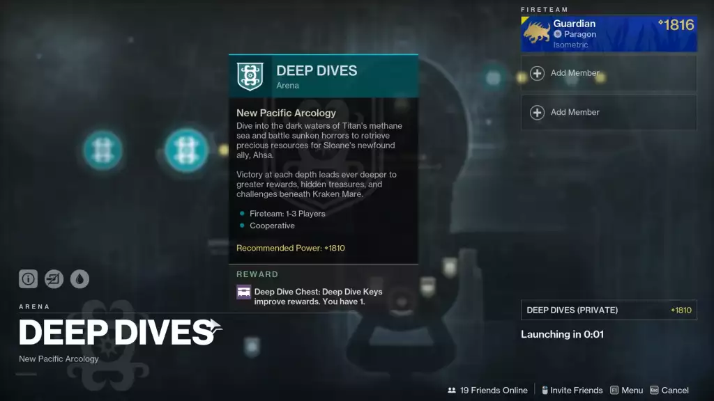 Deep Dive Keys can be obtained by completing activities