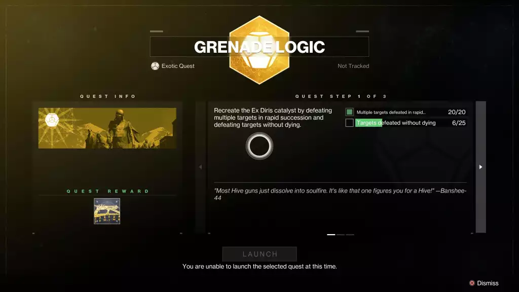 grenade logic exotic quest