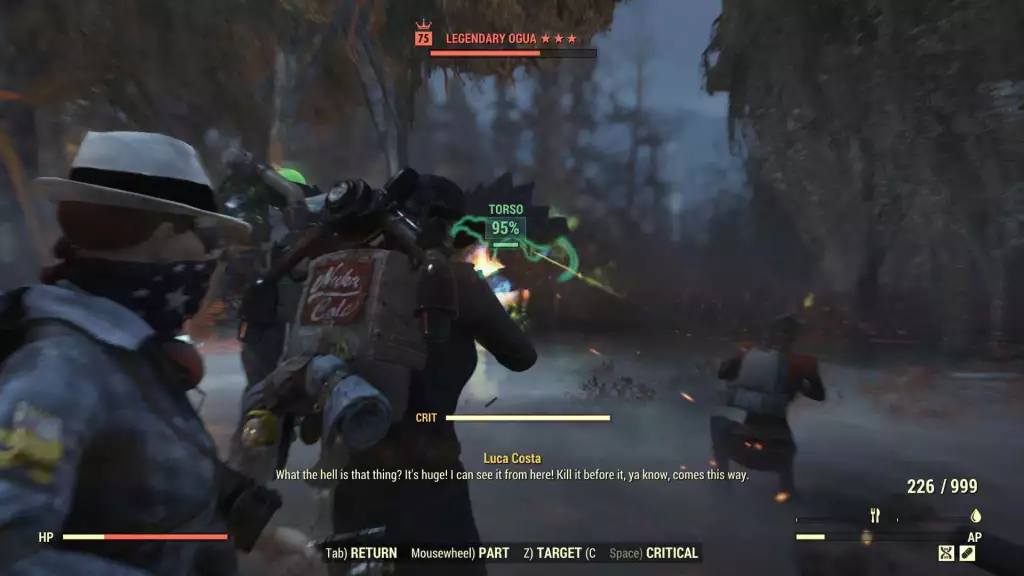 Once Ogua spawns, defeat him to complete Beast of the Burden event in Fallout 76. (Picture: Hritwik / Bethesda)