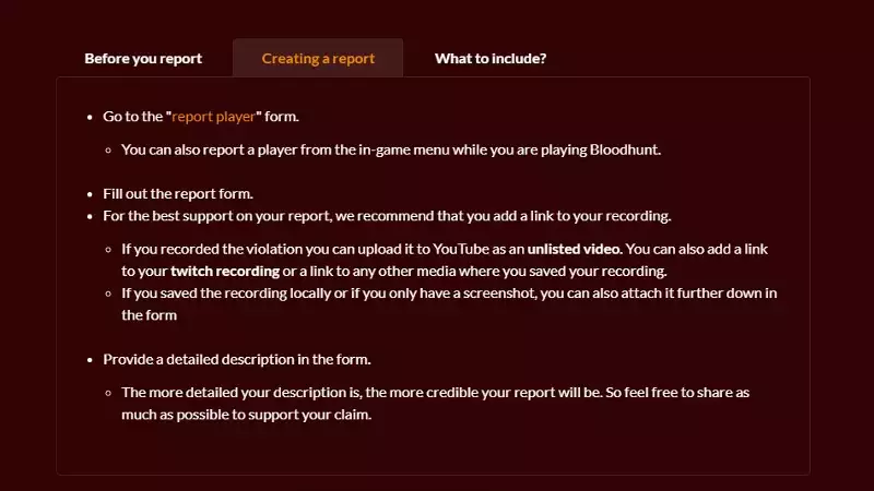 When reporting a player in Bloodhunt make sure you include all the relevant information and ensure your report is legitimate.