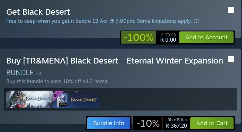 Black Desert free game steam how to get PC games system requirements specs file size DLC expansion Winter