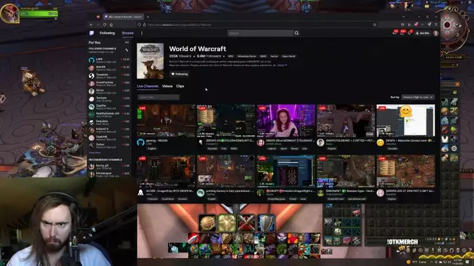 Twitch Shocks Asmongold, Doesn't Promote WoW Channel During Dragonflight Launch