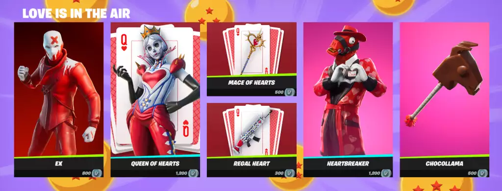 Love Is In The Air items in Fortnite Item Shop Today.