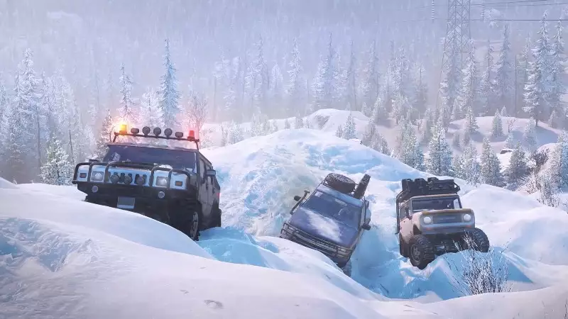 snowrunner cars in snow biome