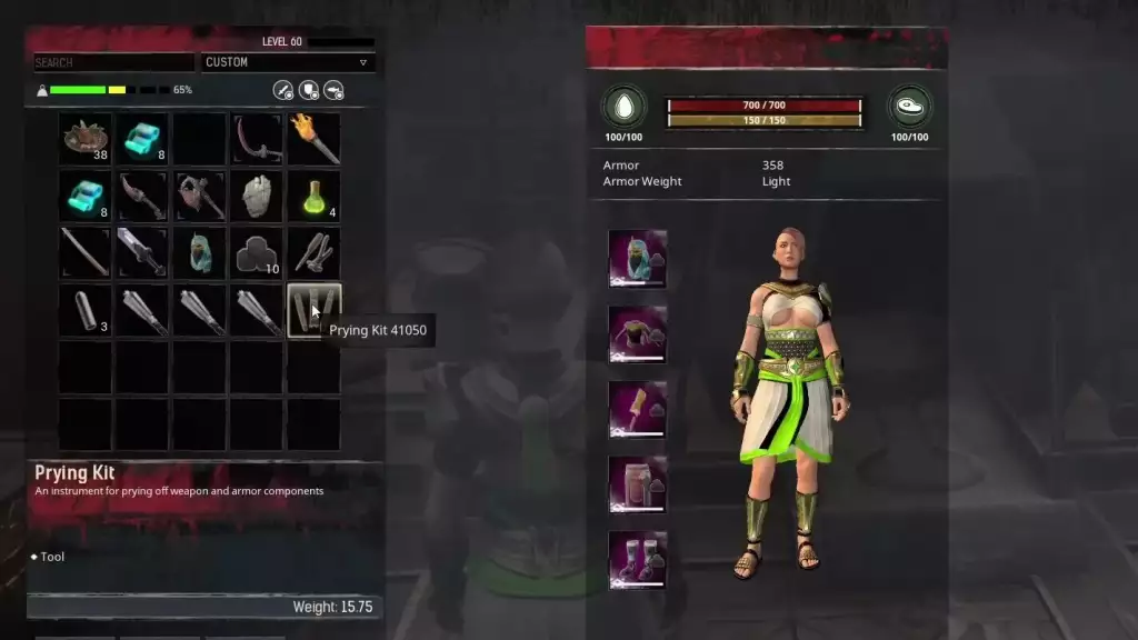 conan exiles items guide prying kit how to use remove attachment armor weapons tools