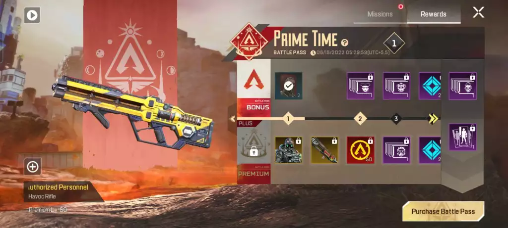 All free and paid rewards in Apex Legends Mobile Season 1 battle pass. 