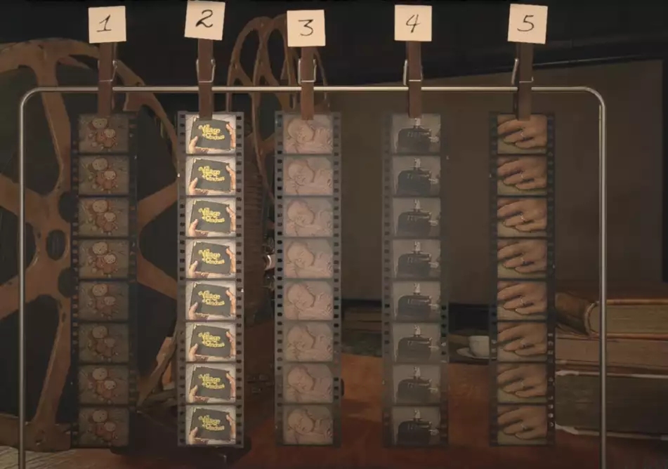 Resident Evil Village film projector puzzle filmstrips correct order