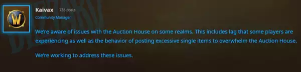 World of warcraft wow auction house AH issues TBC Classic slowdown blizzard entertainment