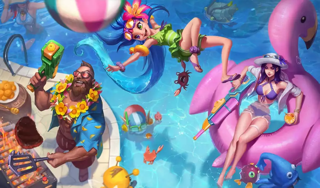 League of Legends Pool Party skinline collection 2020