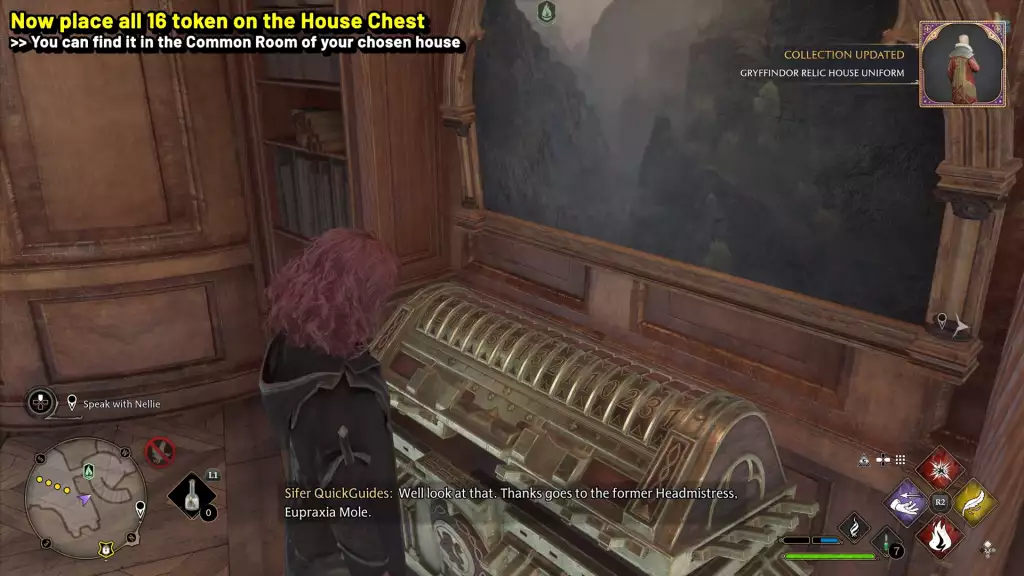 Open the House Chest to get Relic House Uniform in Hogwarts Legacy.