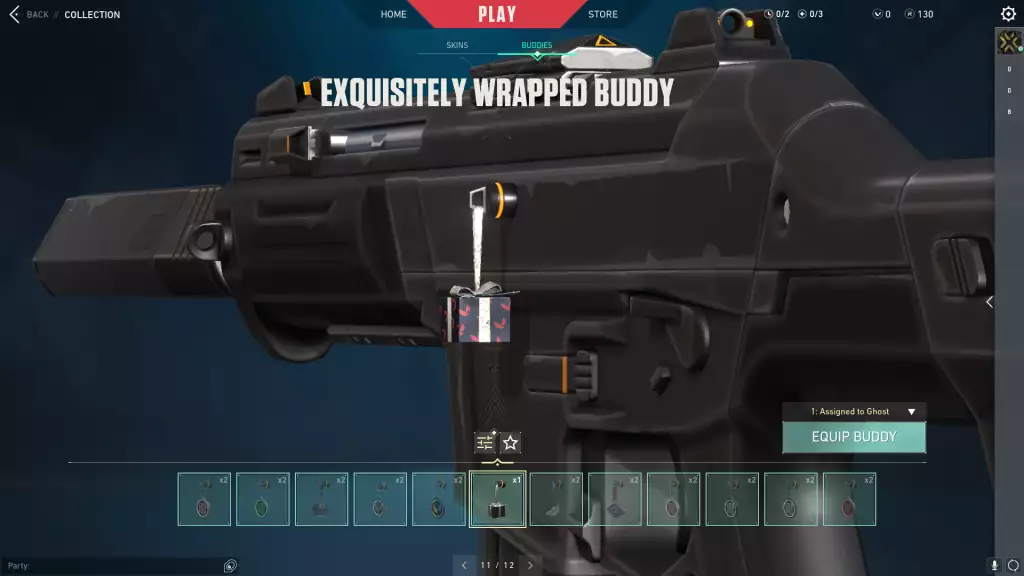 Exquisitely Wrapped Gun Buddy was given as a free reward to all Valorant players during Christmas 2021.