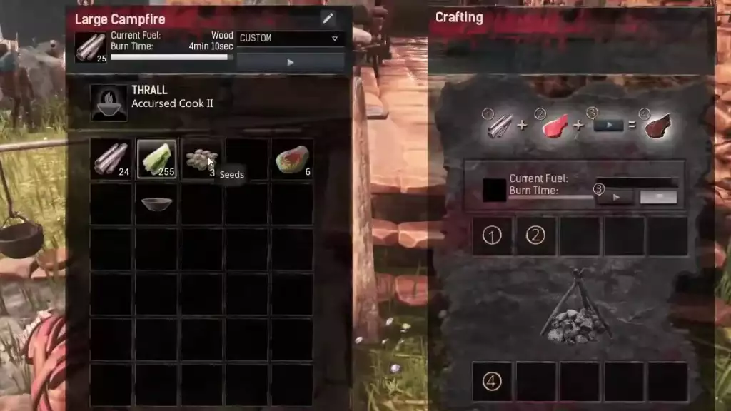 conan exiles cooking guide gruel how to make ingredients plant fiber seeds