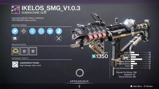 Destiny 2 Ikelos 1.3 SMG God Rolls For PVP and PVE
