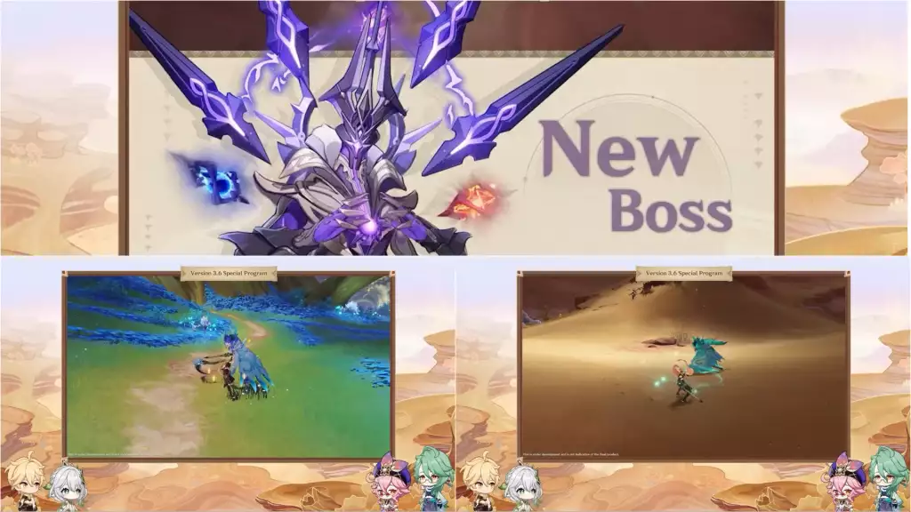 New boss and enemies in Genshin Impact 3.6 update.