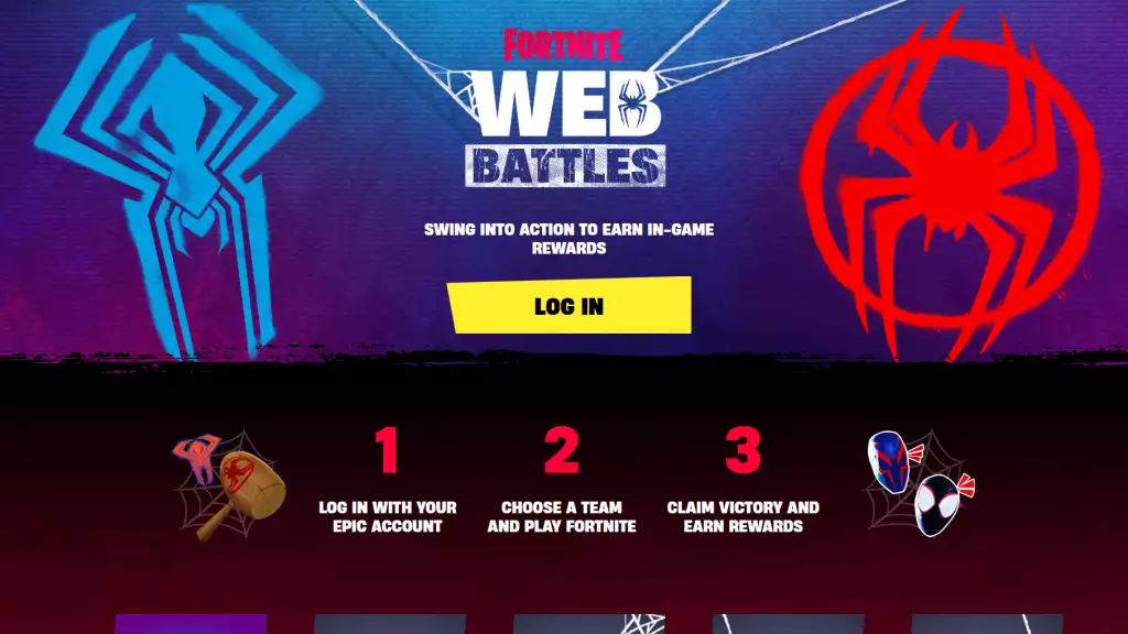 Log in with your Epic Games account to participate in Fortnite Web Battles. 