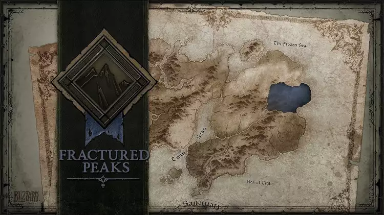 diablo 4 fractured peaks map zone dungeons content POI locations waypoints strongholds side quests main city town hub altars of lilith