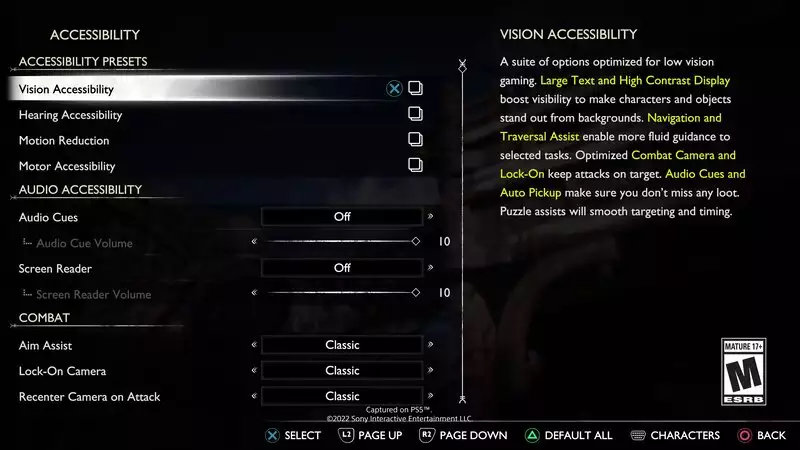 God of War Ragnarök All Accessibility Options Vision settings