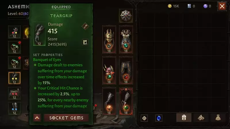 diablo immortal banquet of eyes set how to get farm dungeons pieces difficulty set bonuses