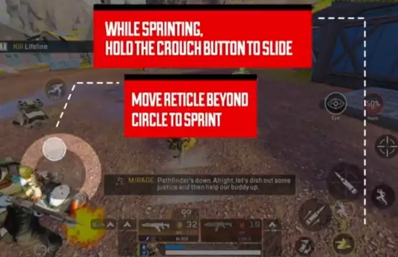 Apex Legends Mobile sliding how to slide guide crouch movement touchscreen android ios devices